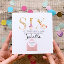 Load image into Gallery viewer, Personalised 6th Birthday Card, Unicorn Card for Granddaughter, Six Years Old, Pink Theme for Girl, Personalised Gift For Daughter