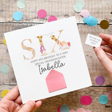 Load image into Gallery viewer, Personalised 6th Birthday Card, Unicorn Card for Granddaughter, Six Years Old, Pink Theme for Girl, Personalised Gift For Daughter