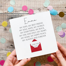Load image into Gallery viewer, Personalised Birthday Card For Wife, My Everything, Romantic Card with Verse, Keepsake Gift for Her, Hidden Message, Any Birthday or Age