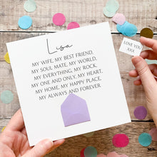 Load image into Gallery viewer, Personalised Birthday Card For Wife, My Everything, Romantic Card with Verse, Keepsake Gift for Her, Hidden Message, Any Birthday or Age