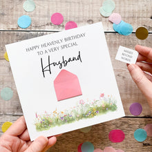 Load image into Gallery viewer, Happy Heavenly Birthday Husband Card, Personalised Bereavement Birthday Card, Loss of Husband, Birthday Memorial, Keepsake