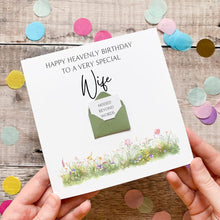 Load image into Gallery viewer, Happy Heavenly Birthday Wife Card, Personalised Bereavement Birthday Card, Loss of Wife, Birthday Memorial, Keepsake