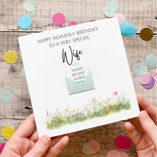 Load image into Gallery viewer, Happy Heavenly Birthday Wife Card, Personalised Bereavement Birthday Card, Loss of Wife, Birthday Memorial, Keepsake