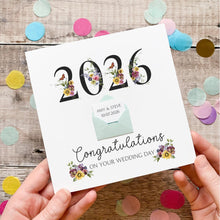 Load image into Gallery viewer, Personalised Wedding Card 2026, Congratulations On Your Wedding Day, Couple Card, Personalised Gift for Couple, Wedding Date Keepsake