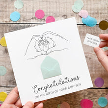 Load image into Gallery viewer, Personalised New Baby Card, New Baby Boy, Welcome to The World, Congratulations New Parents, Personalised Gift, Baby Feet Design