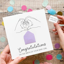 Load image into Gallery viewer, Personalised New Baby Card, New Baby Girl, Welcome to The World, Congratulations New Parents, Personalised Gift, Baby Feet Design