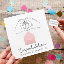Load image into Gallery viewer, Personalised New Baby Card, New Baby Girl, Welcome to The World, Congratulations New Parents, Personalised Gift, Baby Feet Design