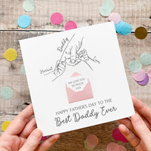 Load image into Gallery viewer, Personalised Best Daddy Ever Father's Day Card, From Children, Personalised Gift for Daddy, Handmade Keepsake, Child's hand line art