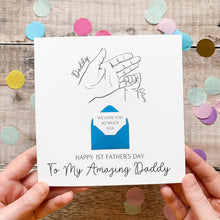 Load image into Gallery viewer, Modern 1st Father's Day Card, From Baby, Personalised Gift for Daddy, Handmade Keepsake, 3D Card, Stylish Aesthetic Line Art, Minimalist