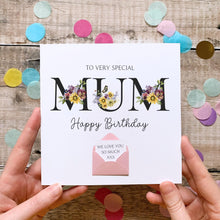 Load image into Gallery viewer, Personalised Mum Birthday Card, Card for Mum, Very Special Mum, Personalised Gift, Wildflower Garden, Birthday Card With Flowers, 3D Card