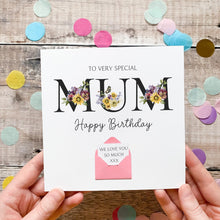 Load image into Gallery viewer, Personalised Mum Birthday Card, Card for Mum, Very Special Mum, Personalised Gift, Wildflower Garden, Birthday Card With Flowers, 3D Card