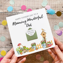 Load image into Gallery viewer, Personalised Father's Day Card, Blooming Wonderful Dad, Personalised Gift for Him, Handmade Keepsake, 3D Card, Garden theme, For Gardener