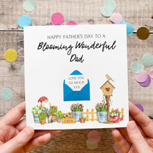 Load image into Gallery viewer, Personalised Father's Day Card, Blooming Wonderful Dad, Personalised Gift for Him, Handmade Keepsake, 3D Card, Garden theme, For Gardener