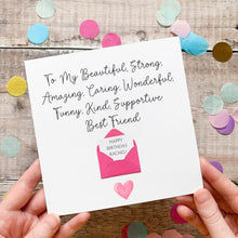Load image into Gallery viewer, Thoughtful Card For Her: Birthday Greeting For Best Friend- Personalised, Handmade 3D Design, Custom Friendship Keepsake Gift, To My Bestie