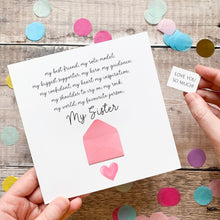 Load image into Gallery viewer, Birthday Card For Sister: Thoughtful Card For Her - Personalised, Handmade 3D Design, Custom Keepsake Gift, Sentimental Verse