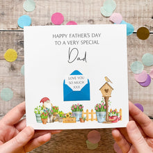 Load image into Gallery viewer, Personalised Father's Day Card For Dad, Personalised Gift for Him, Handmade Keepsake, 3D Card, Garden theme for Gardener with Gnome