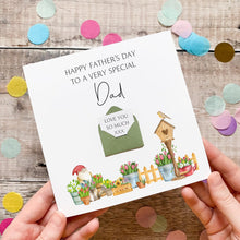 Load image into Gallery viewer, Personalised Father's Day Card For Dad, Personalised Gift for Him, Handmade Keepsake, 3D Card, Garden theme for Gardener with Gnome