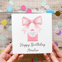 Load image into Gallery viewer, Pink Bow Birthday Card, Personalised Card for Daughter, Granddaughter Card, For Teenager, Cute Card for Her, Birthday Gift, Any Age