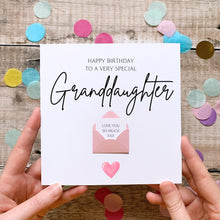 Load image into Gallery viewer, Birthday Card For Granddaughter: Thoughtful Card For Her, Personalised Handmade 3D Design, Custom Keepsake Gift, Sentimental Verse, Any Age