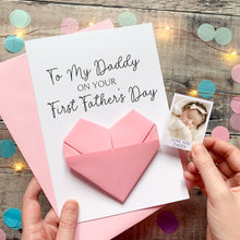 Load image into Gallery viewer, 1st Father's Day Card, Luxury New Daddy Card, Photo Gift From Newborn, Personalised Custom Card