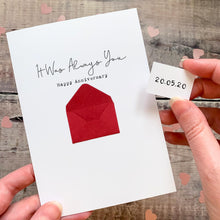 Load image into Gallery viewer, Anniversary Card - Personalised Greeting With Secret Message &amp; Handmade Envelope