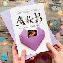 Load image into Gallery viewer, Husband Anniversary Card, Origami Heart Keepsake, Personalised Gift for Husband, Custom Wedding Anniversary Card