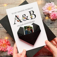 Load image into Gallery viewer, Husband Anniversary Card, Origami Heart Keepsake, Personalised Gift for Husband, Custom Wedding Anniversary Card