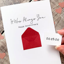 Load image into Gallery viewer, Anniversary Card - Personalised Greeting With Secret Message &amp; Handmade Envelope