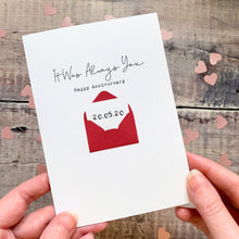 Load image into Gallery viewer, Anniversary Card - Personalised Greeting With Secret Message &amp; Handmade Envelope