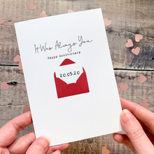 Load image into Gallery viewer, Anniversary Card - Personalised Greeting With Secret Message &amp; Handmade Envelope