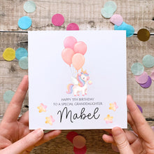 Load image into Gallery viewer, Granddaughter Birthday Card, Personalised Unicorn Mini Envelope Card, Magical Fantasy Birthday Gift for Granddaughter