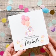 Load image into Gallery viewer, Granddaughter Birthday Card, Personalised Unicorn Mini Envelope Card, Magical Fantasy Birthday Gift for Granddaughter