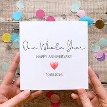 Load image into Gallery viewer, 1st Anniversary Card, One Whole Year Personalised Gift for Boyfriend, Girlfriend, First Year Keepsake, Hidden Message Reveal, Any Year