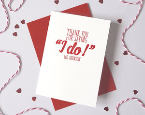 Wedding I Do Typography Card – Personalised Wedding Card – Card for fiancé – wedding card for wife - card for husband to be