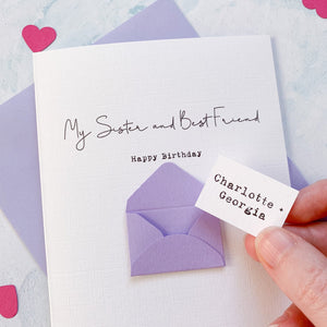 Personalised Sister/Brother Best Friend Envelope Card – Personalised sister Card – Card for sister – birthday card for sister