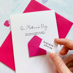 Personalised 'In My Heart' Mother's Day Envelope Card – Personalised Mum Card – Card for Grandma – Mother's Day card for mummy