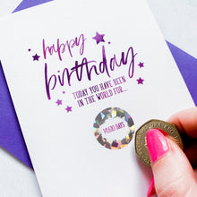 Load image into Gallery viewer, Scratch Off, Birthday Card for her, Birthday card for him, Birthday card for son, Birthday card for husband, scratch card, scratch to reveal
