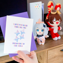 Load image into Gallery viewer, Primogems Genshin Impact Card, Husband Anniversary Card, Boyfriend Anniversary Card, Anniversary card for Wife, Geeky Anniversary Card