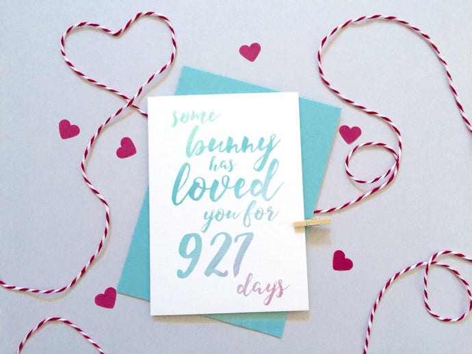 Some Bunny Loves You Days Card – Personalised Easter Card – Card for Husband –birthday card for husband – Personalised Anniversary Card