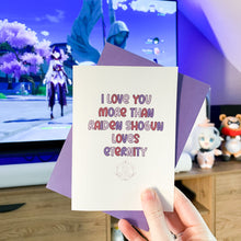 Load image into Gallery viewer, Raiden Shogun Genshin Impact Card, Husband Anniversary Card, Boyfriend Anniversary Card, Anniversary card for Wife, Geeky Anniversary Card
