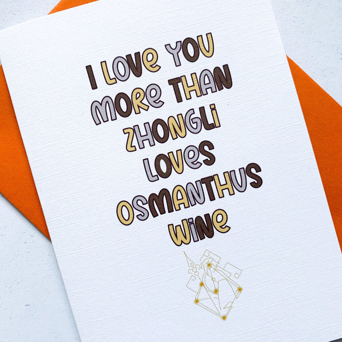 Zhongli & Osmathus Wine Genshin Impact Card, Husband Anniversary Card, Boyfriend Anniversary Card, Wife Anniversary, Geeky Anniversary Card