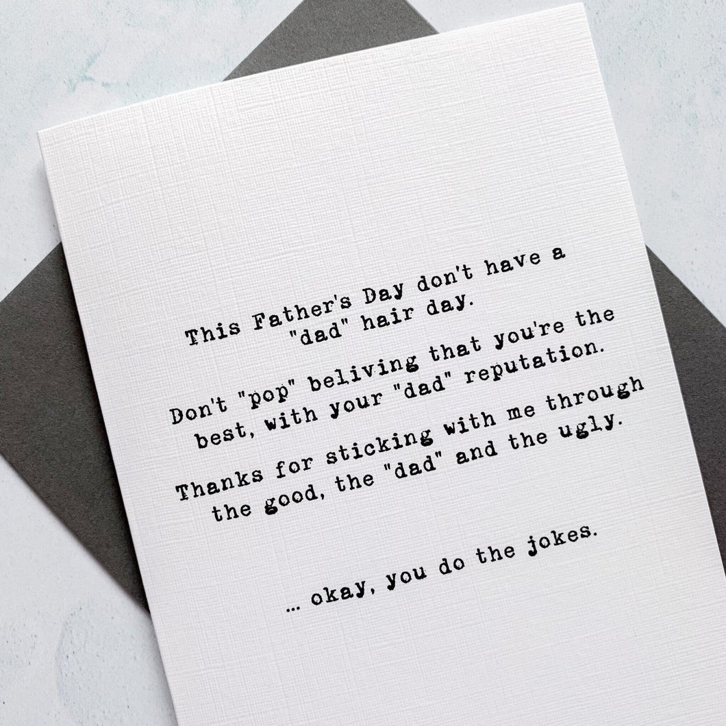 Dad Jokes Father's Day Card, Father's Day Card, Father's Day UK, Pun Dad Card, Pun Joke, Dad Jokes Card, Father's Day Puns Card.