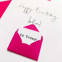 Load image into Gallery viewer, 20th Birthday Card