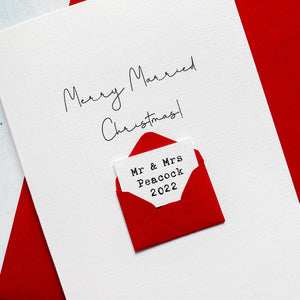 Merry Married Christmas Card, Husband Christmas Card, Christmas card for Wife, 1st christmas card, 1st Married Christmas, Newlywed Christmas