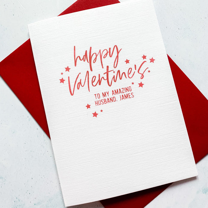 Personalised Valentine's Card, Husband Valentine's Day Card, Boyfriend Valentine's Day Card, Valentine's Day card for Wife, Card for Husband