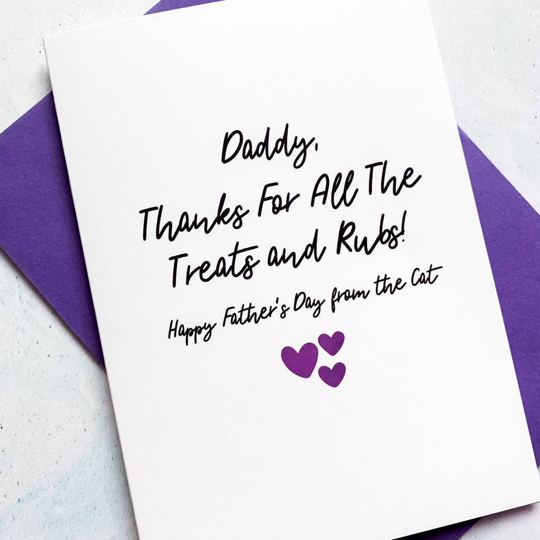 Cat Treats Father's Day Card, From the dog, Father's Day UK, From the Cat Card, Funny Dog Card, Personalised Dog Dad Card, Dog Dad