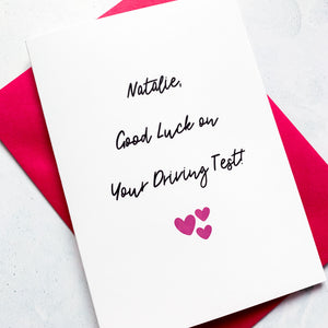 Good Luck Driving Test Card, Personalised Card for Students, On Your Driving Test, Card for Daughter, Card for Son, Learner driver card