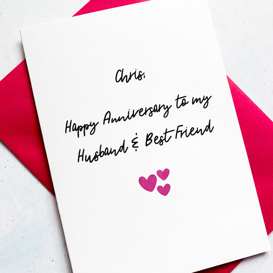 My Best Friend Anniversary Card, Girlfriend Anniversary Card, Anniversary card for Wife, Personalised card for Husband, Wife Anniversary