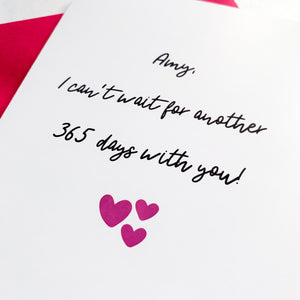 Another 365 Days Anniversary Card, Girlfriend Anniversary Card, Anniversary card for Wife, Personalised card for Husband, Wife Anniversary