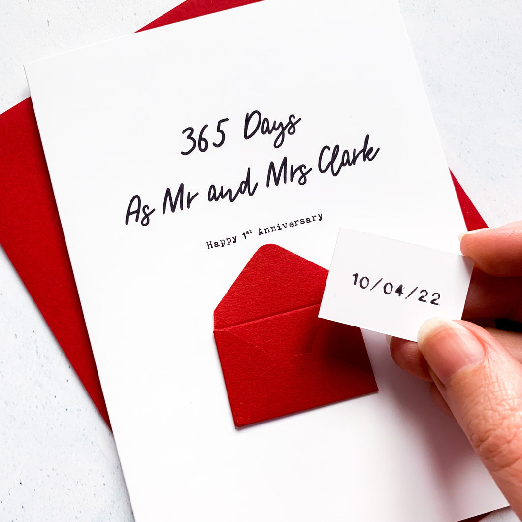 365 Days 1st Anniversary Card, Husband Anniversary Card, Card for Couple, Anniversary card for Wife, Number of Days Card, Card for Him
